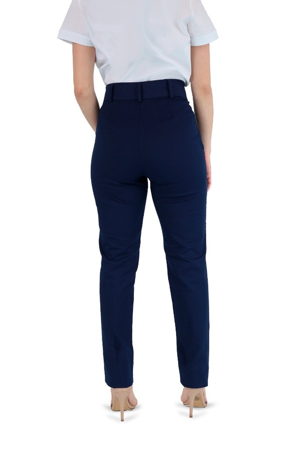 Pantalon De Vestir Color Azul Marino Con Bolsas Para Mujer